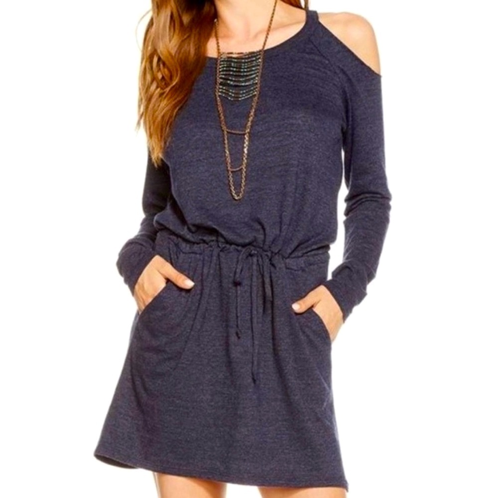 Chaser Long-sleeve Cold-shoulder MiniDress…NWT